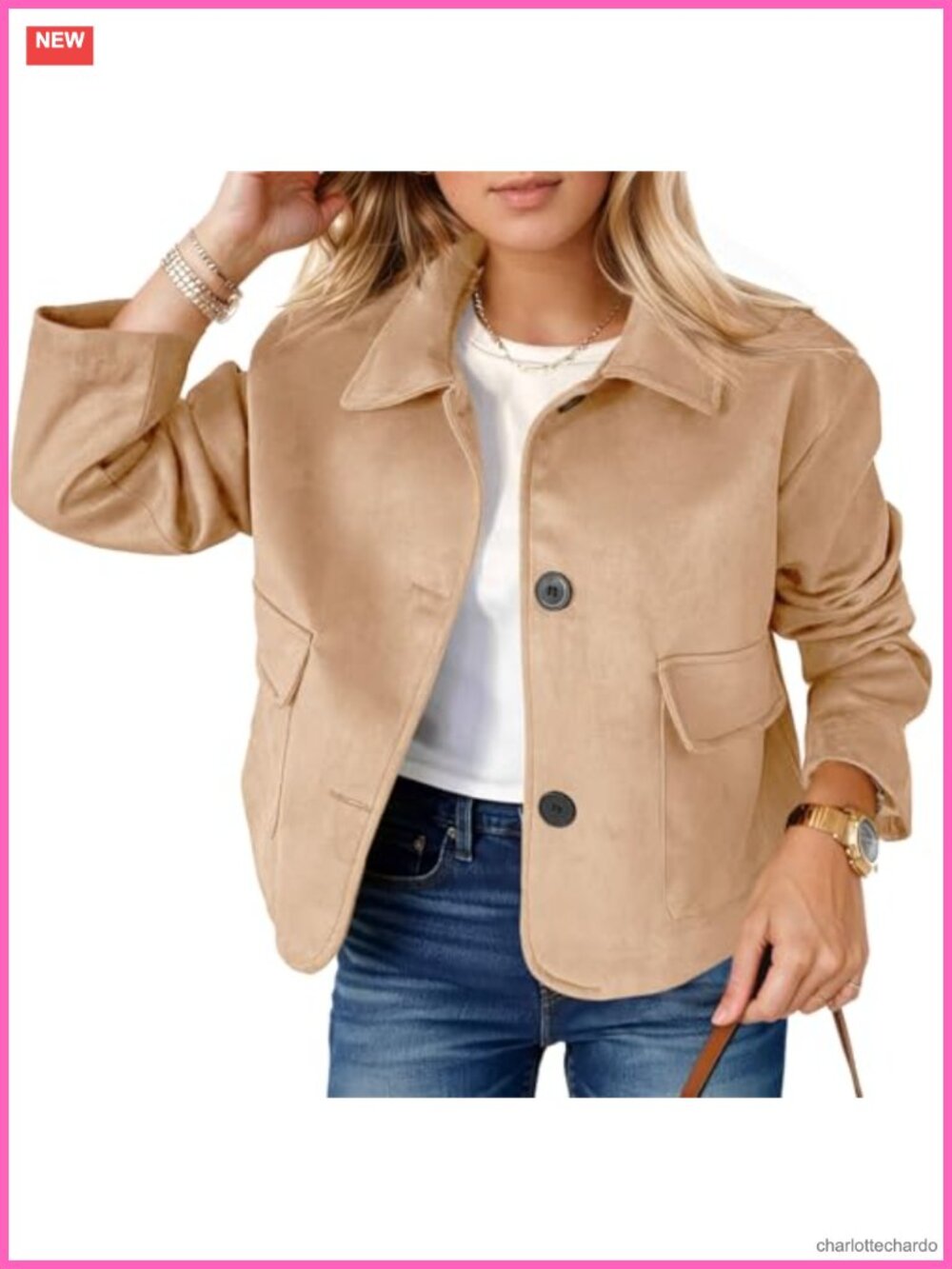 Womens Faux Suede Leather Cropped Moto Jacket Button Down